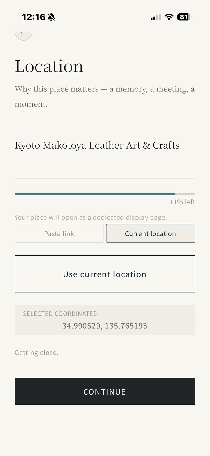 Placing Kyoto Makotoya's shop as a location in Seal