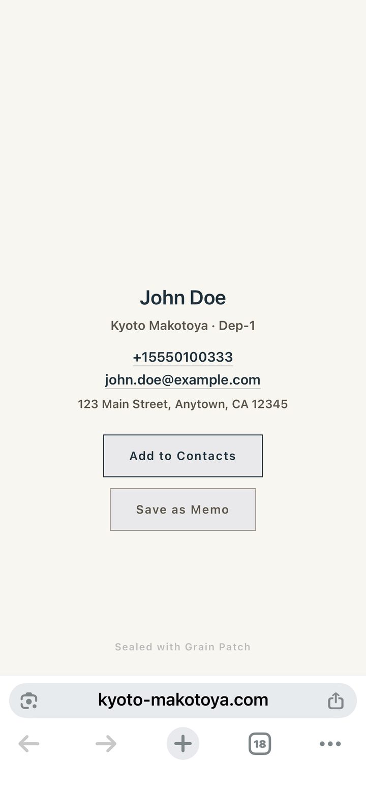 Scanning opens a contact card