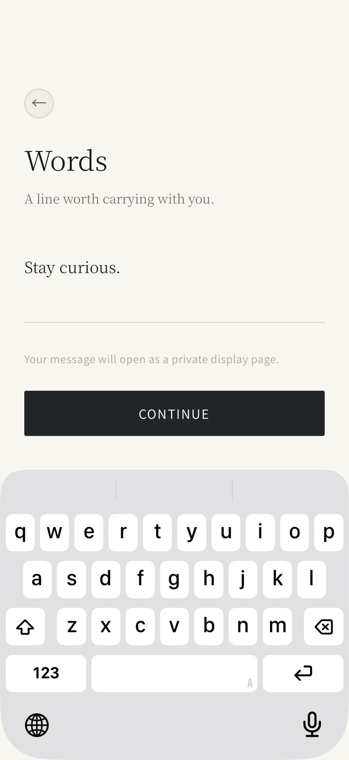 Typing a line worth carrying in the Seal app