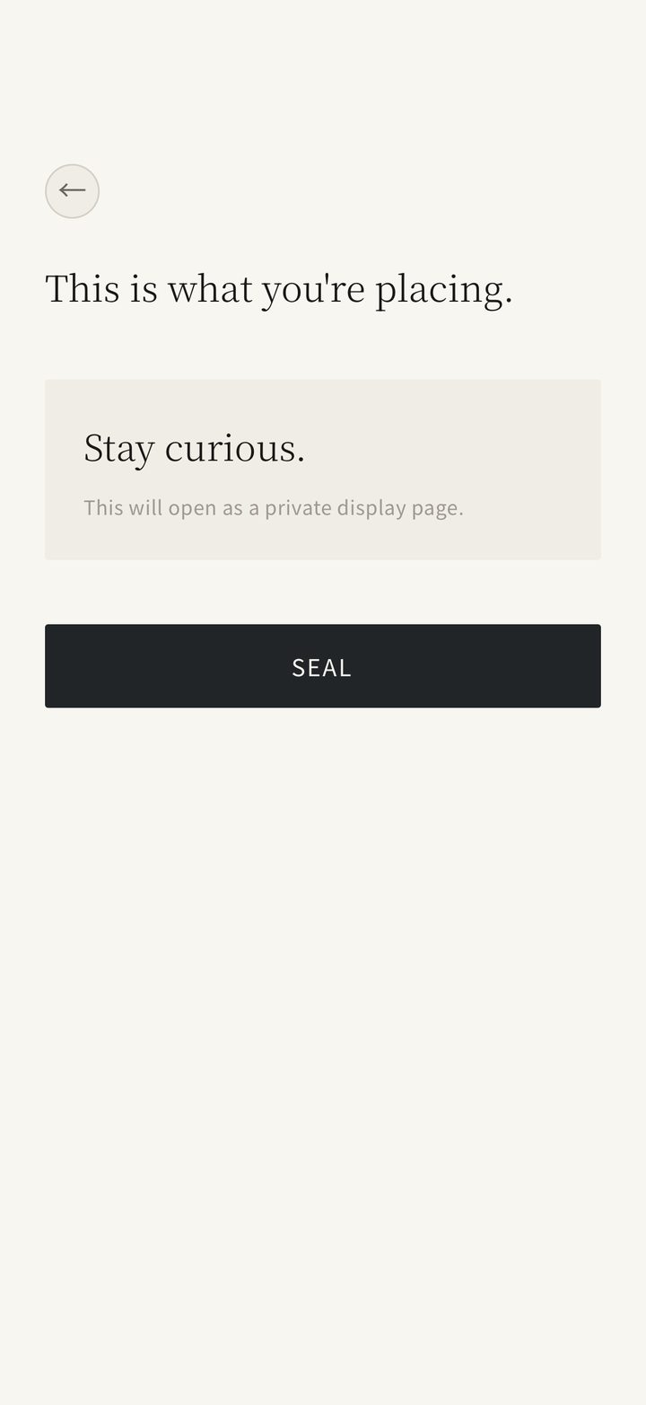 Seal shows what you're placing